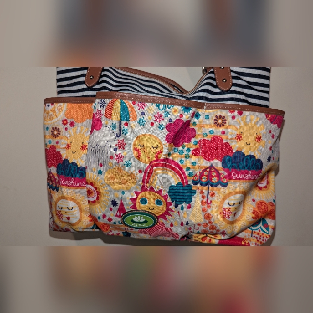 Lily Bloom Purse Tote Bag Satchel One Size Hello Sunshine Colorful Zip 17 x 12 - Picture 2 of 9